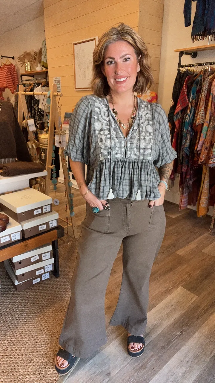 Artemis HIGH RISE STRETCH CROP PALAZZO JEANS