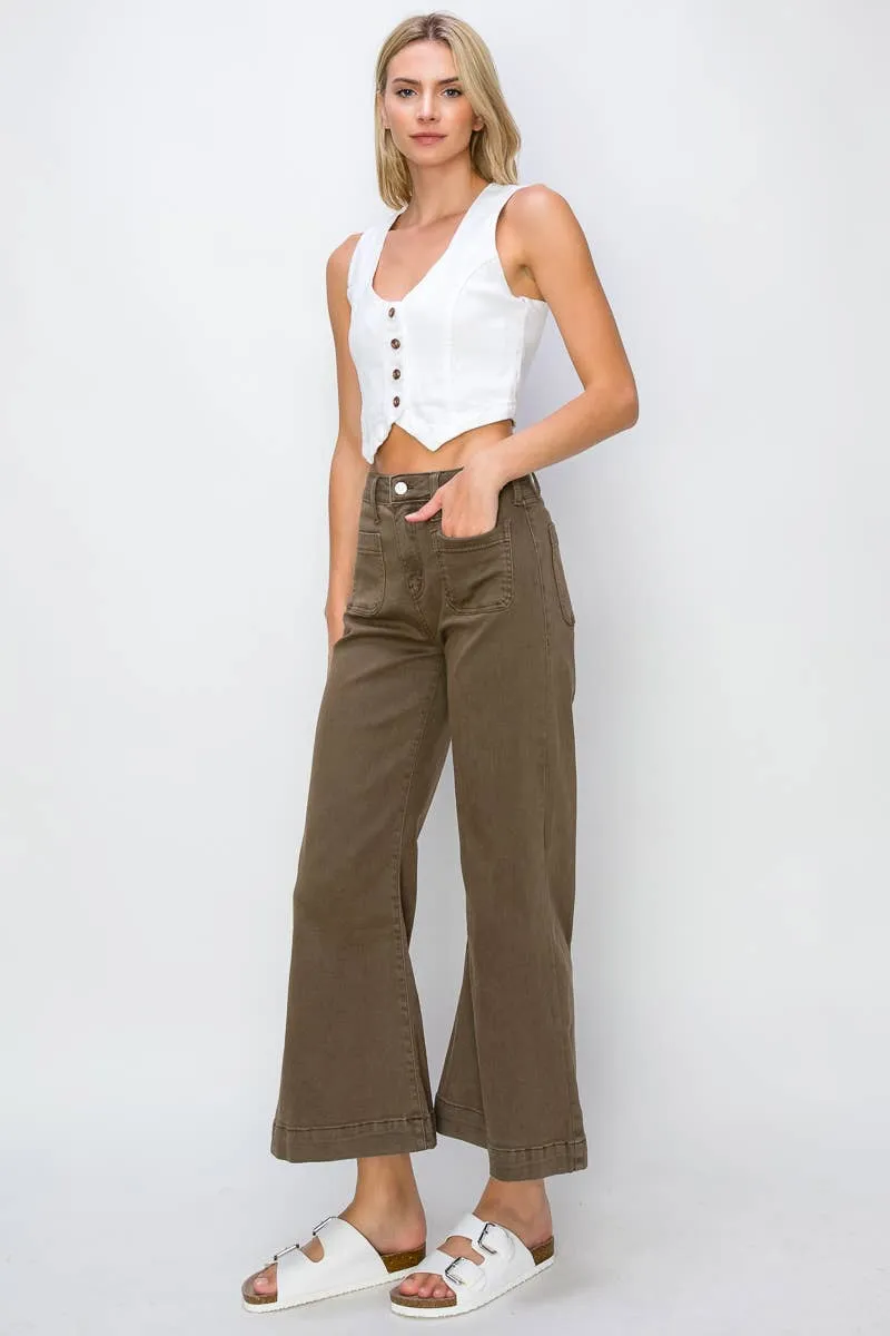 Artemis HIGH RISE STRETCH CROP PALAZZO JEANS