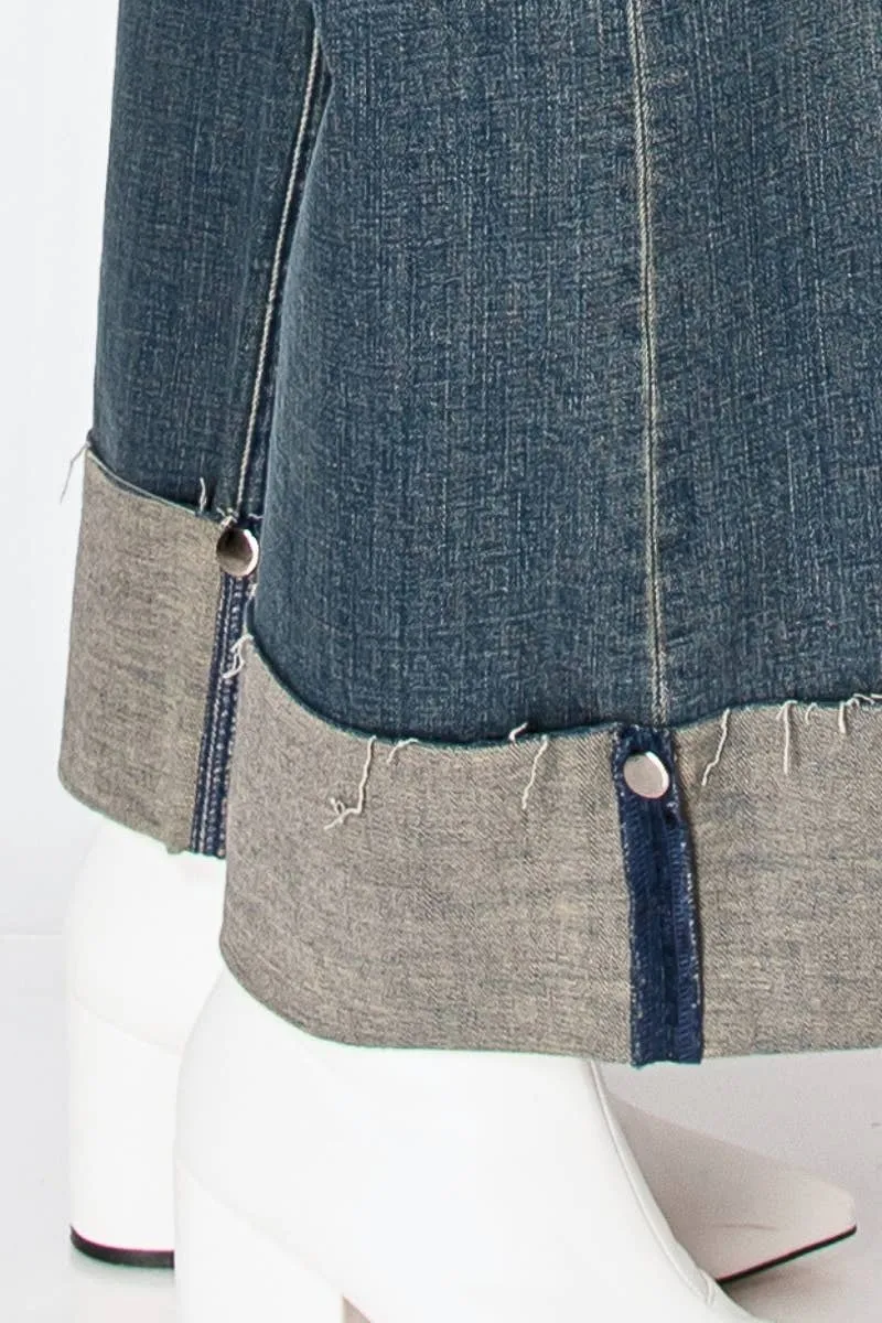 Artemis Vintage High rise with Snap cuff wide leg jeans