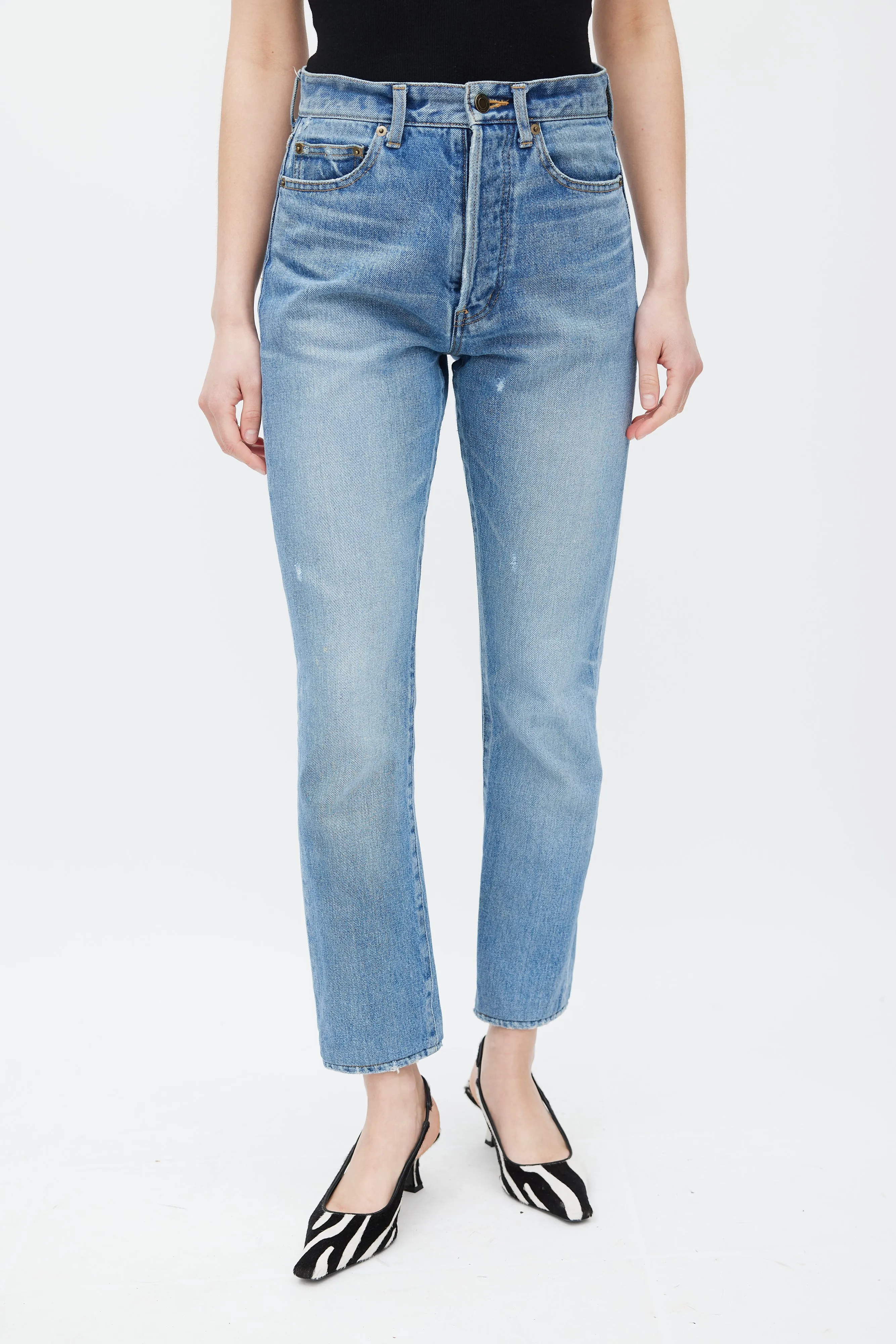 Blue D10 Distressed Skinny Jeans
