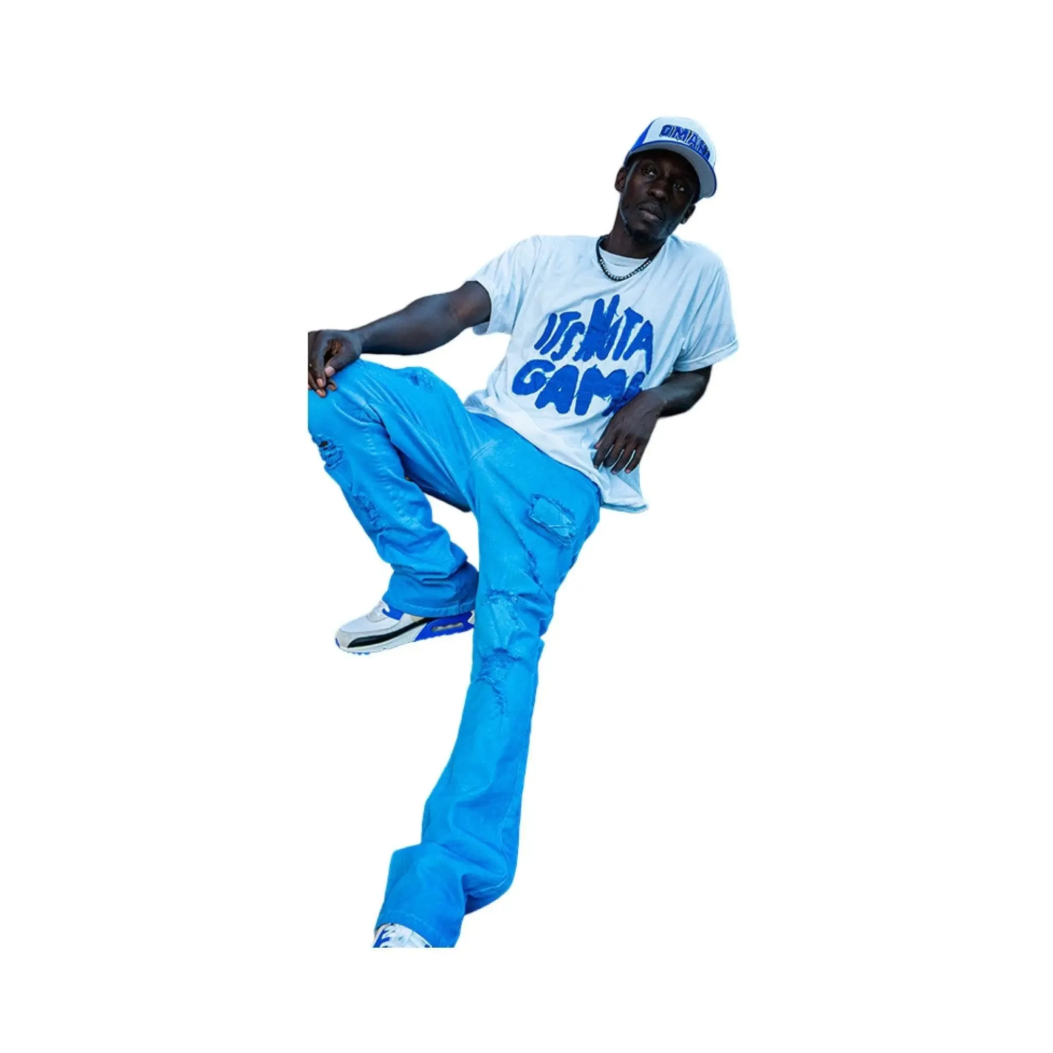 Men's Blue Graphic T Shirt| Custom Embroidered Streetwear Tee
