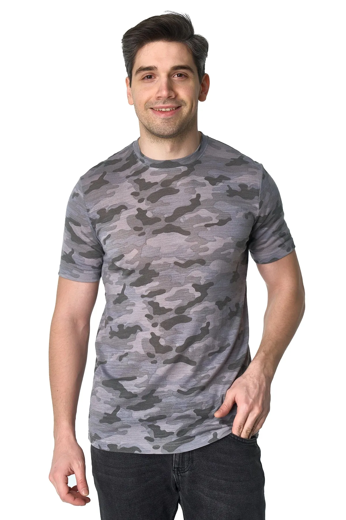 Men's Merino T-shirt 165 Camo Grey ( socks)