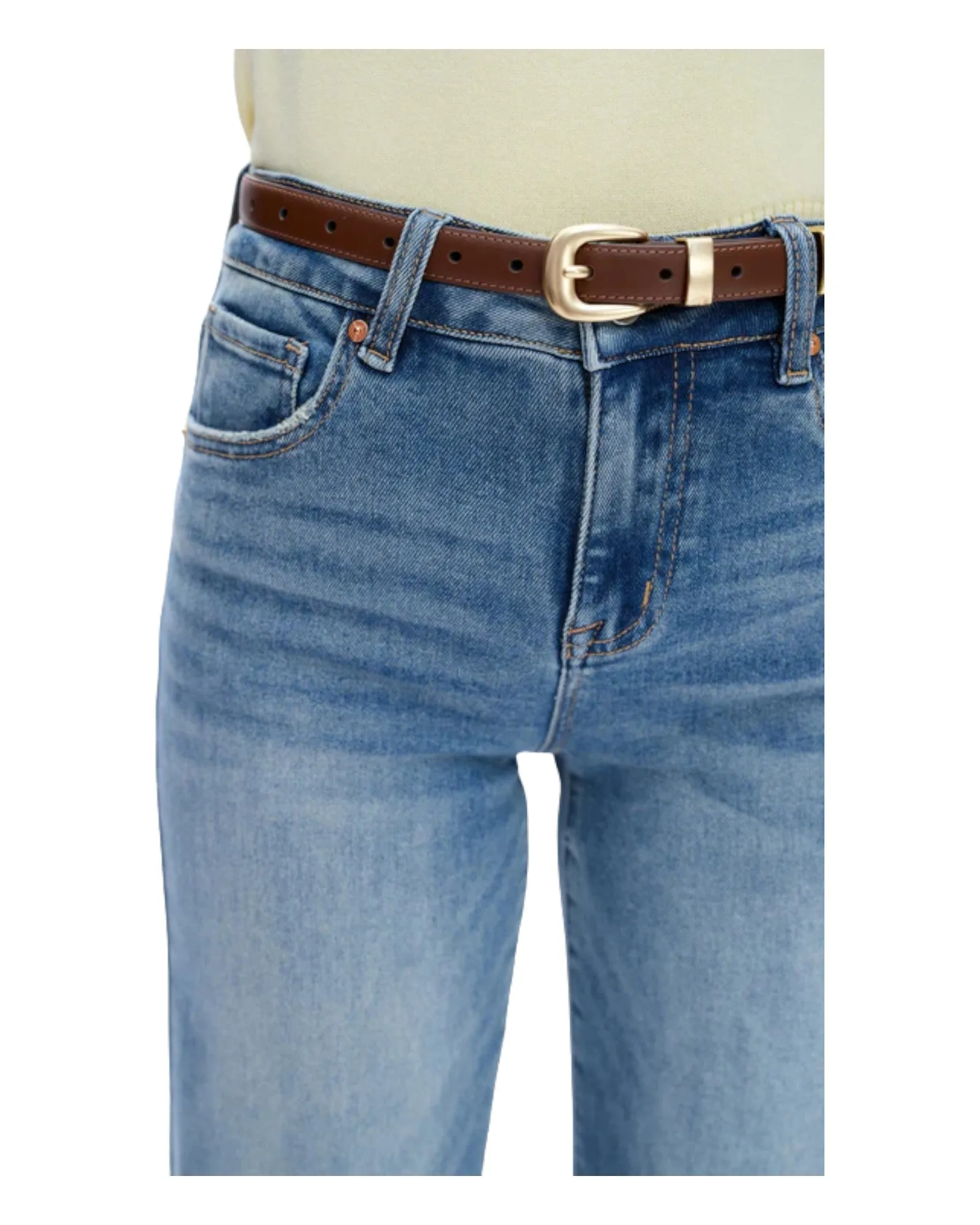 Mid-Rise Wide Leg Stretch Denim Jean
